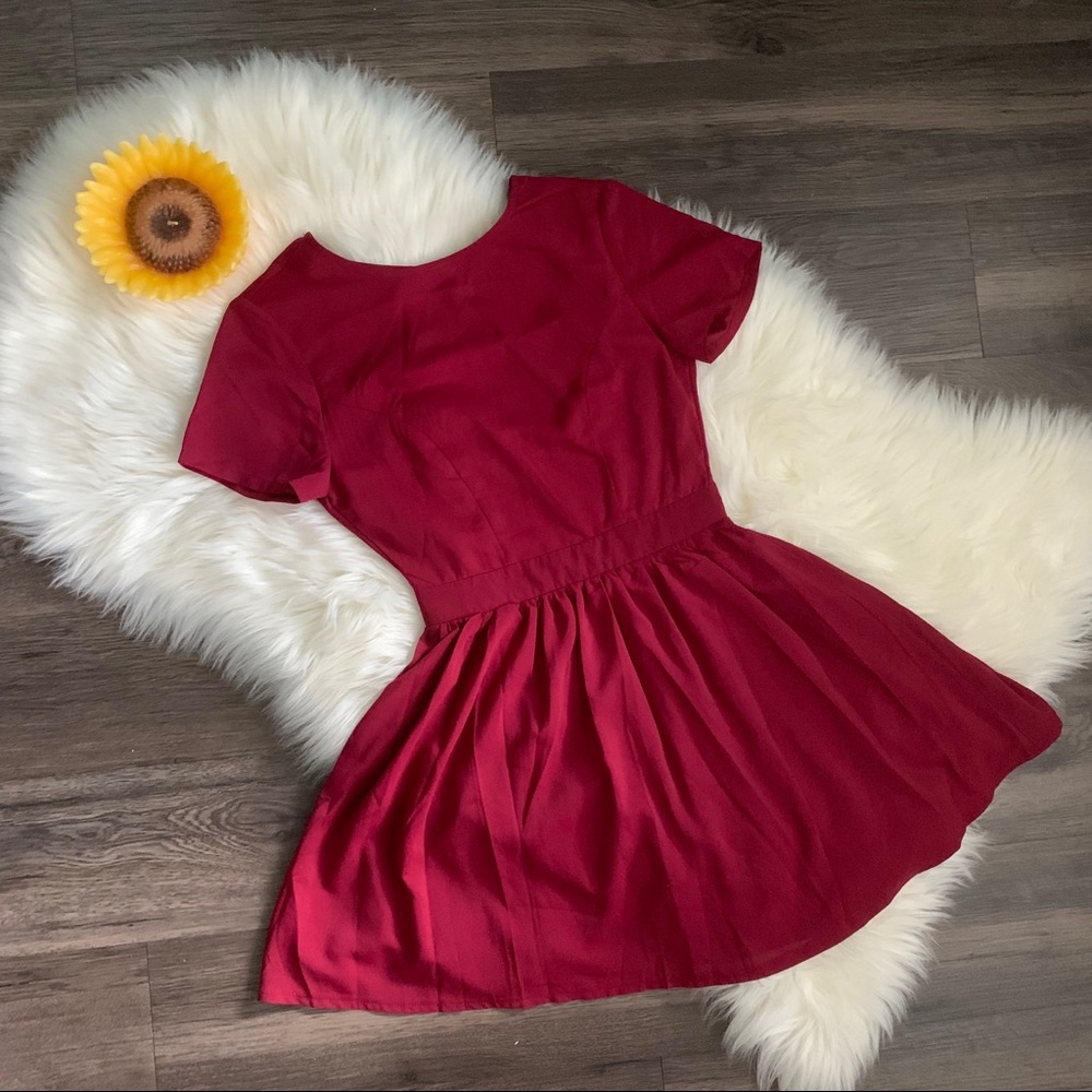 NWT Tobi Red Chiffon Mini Dress Open aback Sz XS